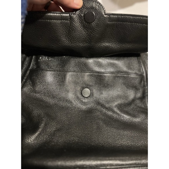 Tory Burch Purse Black Pebble Leather Hand Bag Tote Brass Hardware Authentic - Picture 10 of 10